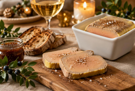 Terrine de foie gras mi-cuit à la Balanina, tranches et pain grillé