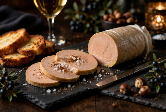 Tranches de foie gras au torchon à la Balanina sur ardoise