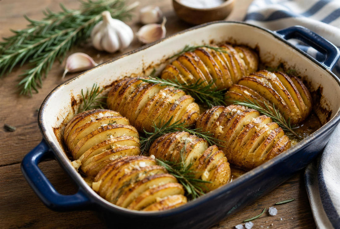 Pommes de terre rôties en éventail à l'Ostriconi