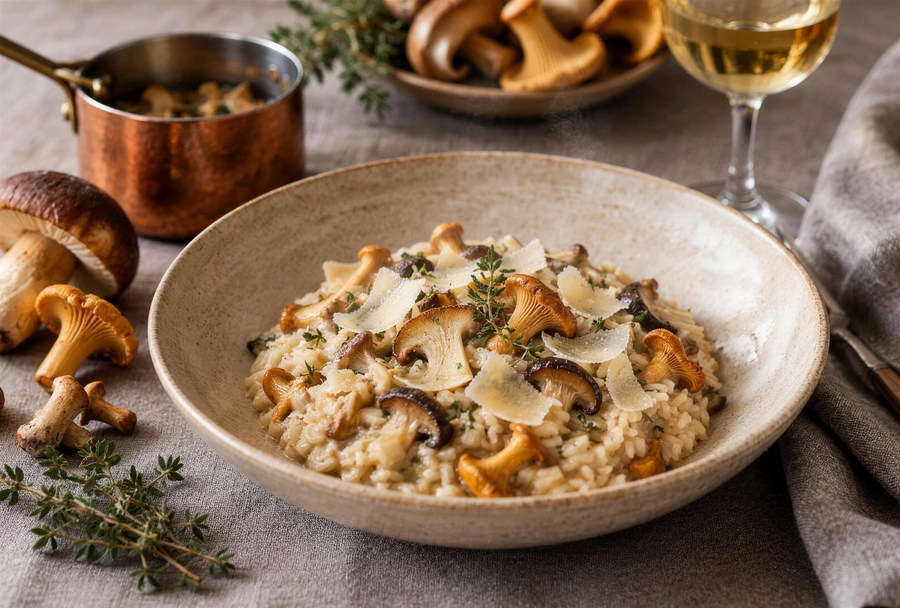 Risotto aux champignons de saison, finition Piana