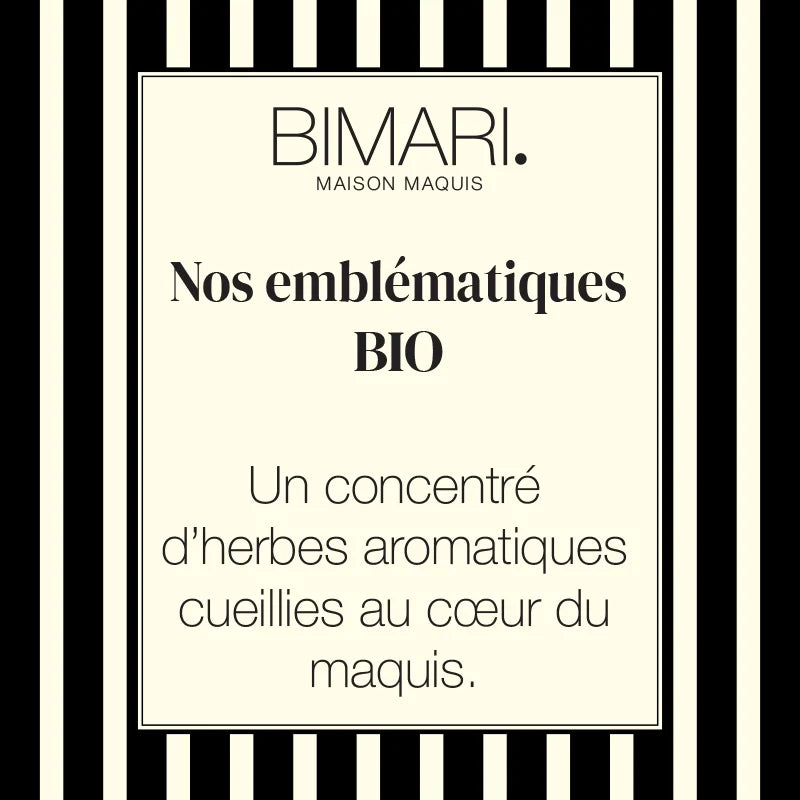 Herbes aromatiques bio du maquis corse séchées, népita, immortelle et romarin Bimari