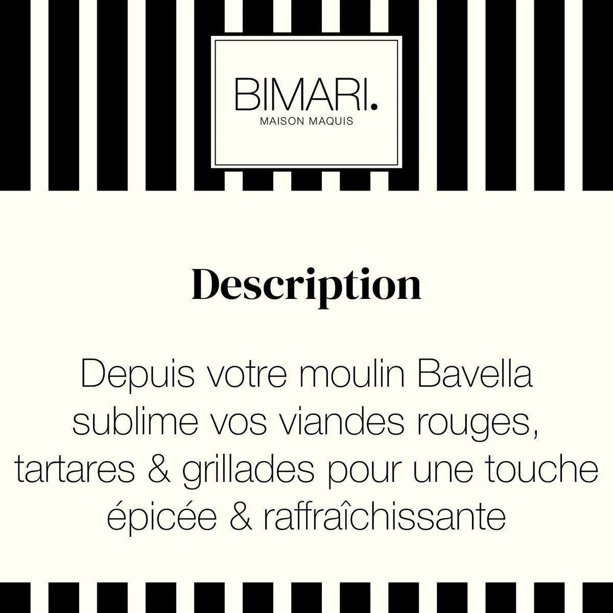 Cartouche de présentation Bavella Bimari, poivre rouge de Kampot et népita