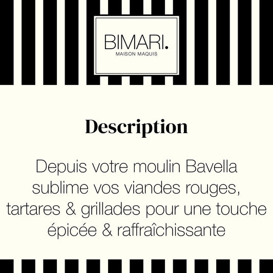 Cartouche de présentation Bavella Bimari, poivre rouge de Kampot et népita