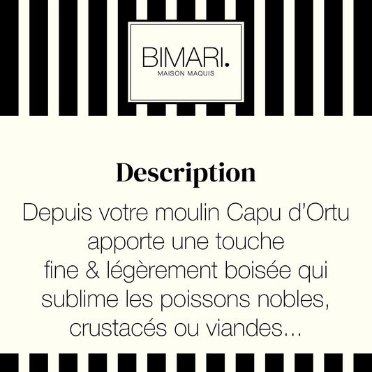 Cartouche de présentation Capu d'Ortu Bimari, poivre Voatsiperifery et myrte