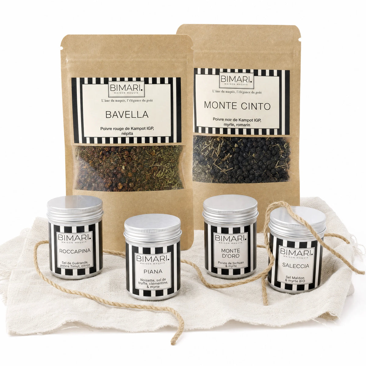 Coffret Florilège Bimari : six créations, trois poivres, deux sels et Piana