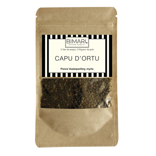Doypack Capu d'Ortu Bimari, poivre Voatsiperifery et myrte bio de Corse