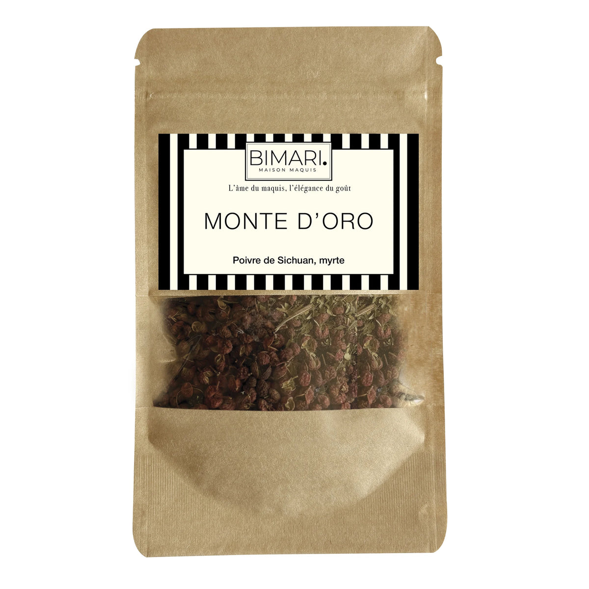 Recharge Monte d'Oro Bimari en doypack, poivre de Sichuan et myrte bio de Corse