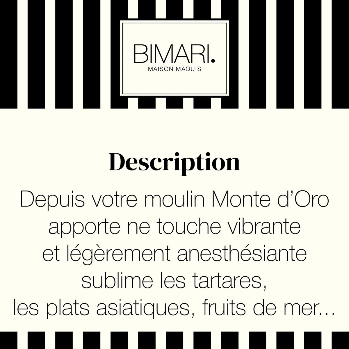 Cartouche de présentation Monte d'Oro Bimari