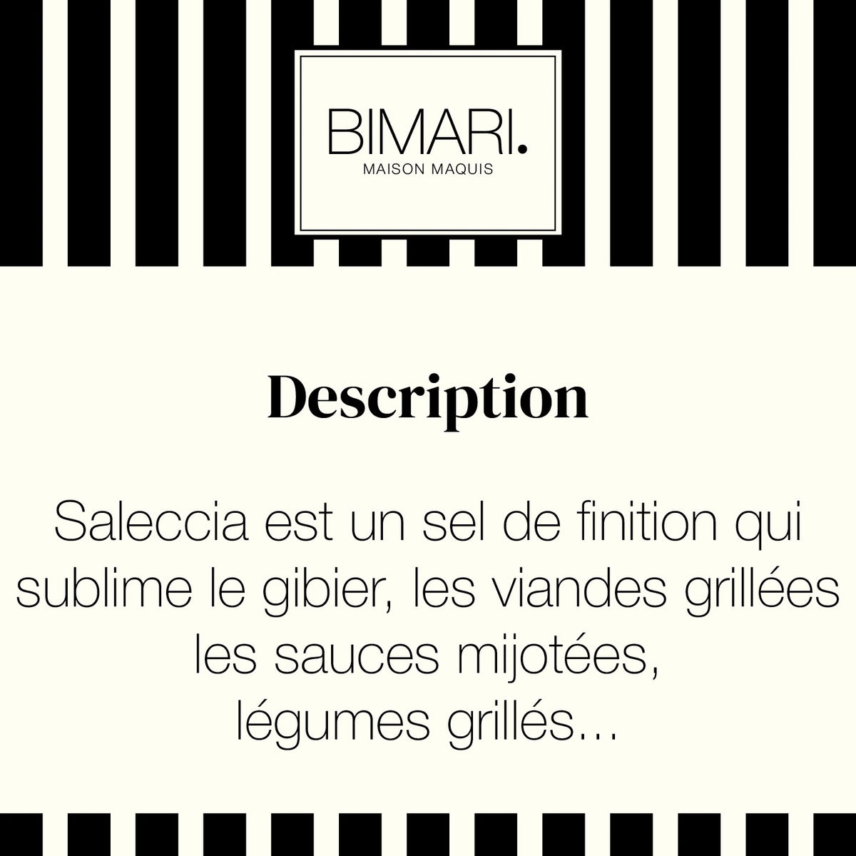 Cartouche de présentation Saleccia Bimari